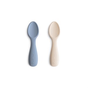 Mushie Toddler Starter Spoons - Silicone 2-Pack - Tradewinds/Shifting Sand